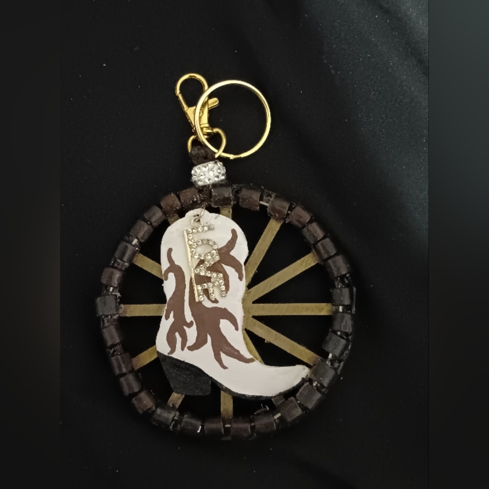 Western Boot Keychain with Rhinestones